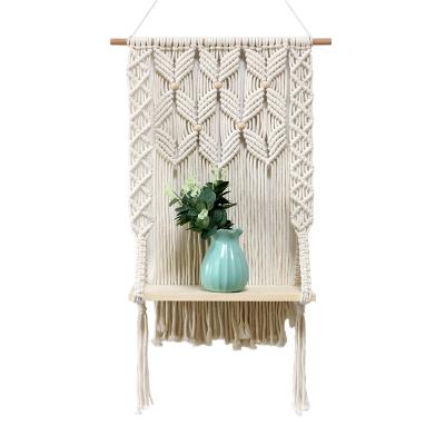 China Simple Nordic minimalist style decoration wall hanging home room wall decoration woven tapestry wall decoration shelf for sale