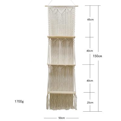 China Macrame Wall Hanger Boho Minimalist 3-Layer Floating Wall Hanger For Home Decor Decorative Wall Hanging for sale