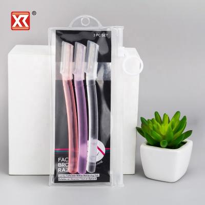 China Fashional Eyebrow Trimmer Factory Ladies Eyebrow Trimmer Shapers Kit 3pcs Style Eyebrow Shaver Clear Shaving Set for sale