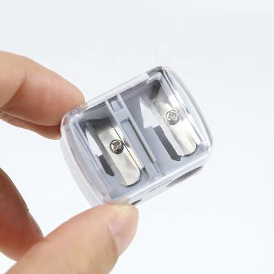 China Durable Single Slant Holes Makeup Tool Two Slanted Holes Manual Plastic Cosmetics Sharpener For Pencils for sale