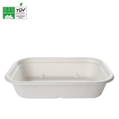 China Disposable Sugarcane Bagasse Takeout Food Container With Lid for sale