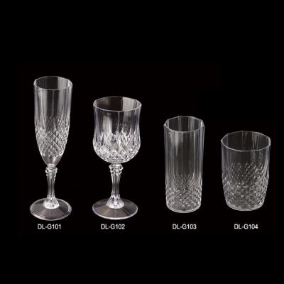 China G101 Fancy Disposable Crystal Wedding Party Used Plastic Champagne Flutes for sale