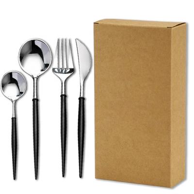 China New Design Disposable Plastic Spoon And Fork Set Gold Stainless Cutlery For Wedding for sale