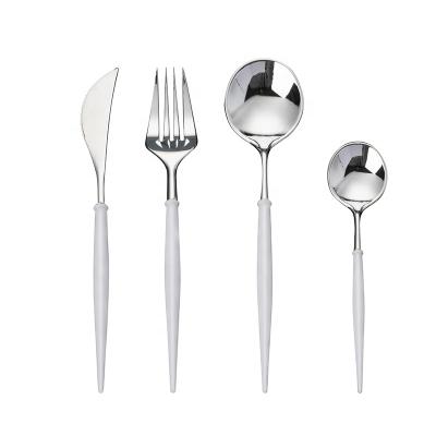 China New Design Disposable Plastic Wedding Fork Metal Cutlery Set Disposable for sale