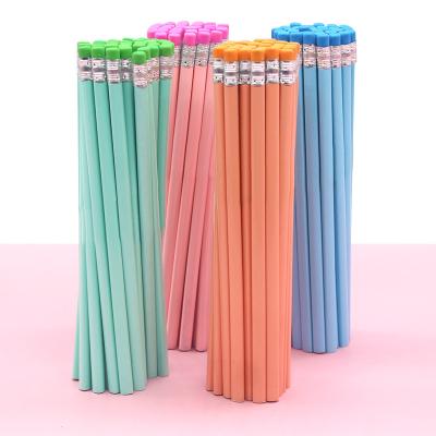 China Factory logo pencil black pencil kids wooden moq cheap custom promotional eco-friendly low school pencils with eraser HB 2B for sale