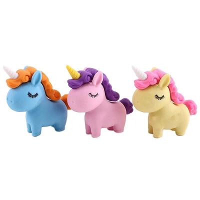 China Promotional Eraser Factory Customized 3d Promotion Unicorn Creative Pencil Eraser Cartoon Cute Kawaii Pencil Eraser For Kids Girls for sale