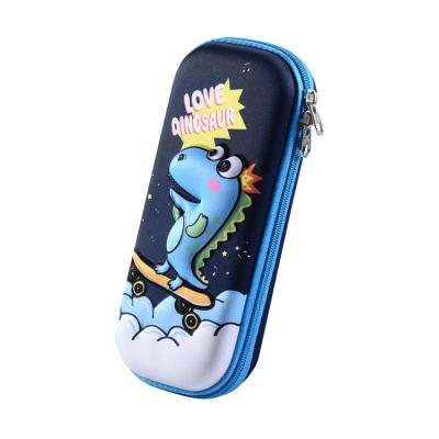 China Free Sample 3D Cartoon Toy Promotional Custom Cute Dinosaur Multifunctional Waterproof Pencil Pen Box EVA Pencil Case With Zipper For Kids for sale