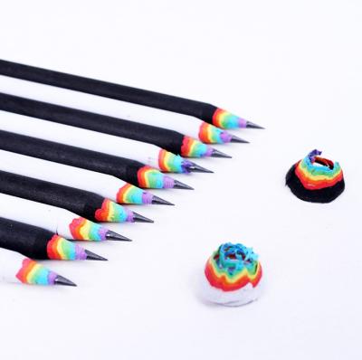 China HB 2b Graphite Pencil Supplier Logo Free Samples Wooden Round Sketch Pencil HB 2b Promotional Custom Graphite Rainbow Color Wooden Round Pencil for sale