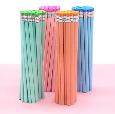 China HB 2b Promotional Custom Graphite Carpenter Custom HB 2b Graphite Pencil Supplier Logo Free Samples Pencil Triangle Sketch Wooden Pencil With Colorful Eraser for sale