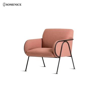 China New Contemporary Nordic Modern Living Room Furniture Metal Chairs Fabric Armchair Somenice Lounger Accent Chairs Furniture for sale