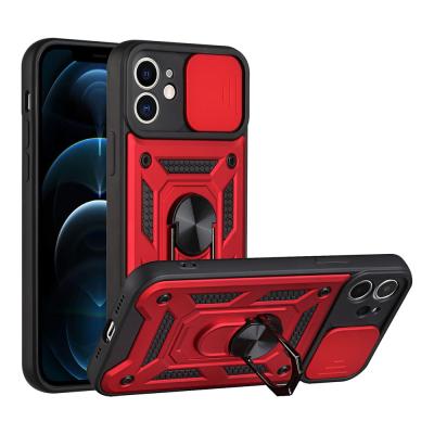 China Anti-drop For Iphone 13 Pro Max Armor Sliding Window Push Pull PC Camera Lens Protector TPU With Stand Phone Case for sale