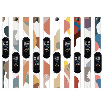 China Silicone Fashion Morandi Pattern Watch Band For Xiaomi 6 5 4 3 Silicone Replacement Watchband For MI Band for sale