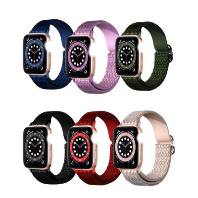 China Fabric Nylon Adjustable Rhombic Weave For Apple Watch 7/6/5/4/3/SE Elastic Sports Belt Wrist Strap For iWatch 38/40/44/40mm for sale