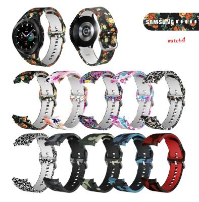 China Silicone Fashion Silicone Printed Camouflage Strap For Samsung Galaxy Watch 4 Band Replacement Watch Band For Samsung Watch 4 for sale