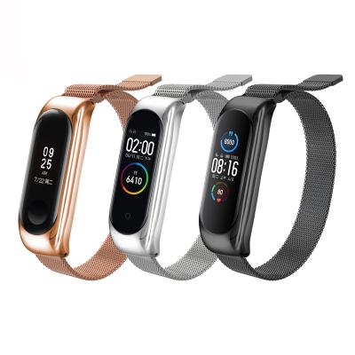 China Luxury Fabric Milanese Watch Band Stainless Steel Magnetic Watch Case For Xiaomi MI Band 6/5/4/3 for sale