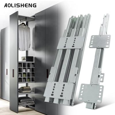 China AOLISHENG AOLISHENG Hidden Design Furniture Telescopic Heavy Duty Furniture Hardware Extension Tool Box Drawer Full Slides Rails For Sideboard for sale