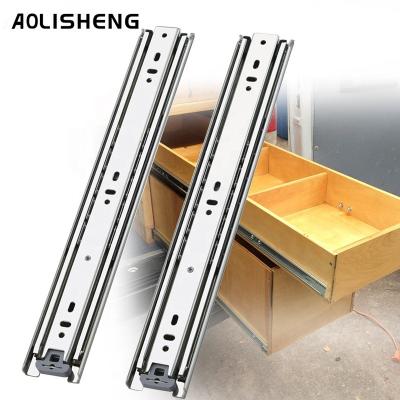 China AOLISHENG Contemporary Heavy Duty Sideboard Box with Handles Extension Ball Bearing Drawer Slide Rail Triple Telescopic Runners for sale