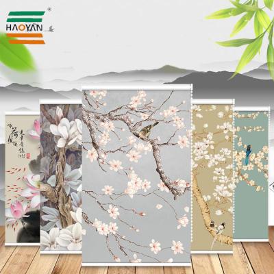 China Traditional 100% Polyester 3d Printing Blackout Motorized Roller Blinds for sale