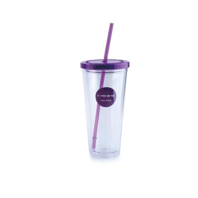 China High Quality Water Durable Using 350ml Reusable Plastic Cup With Lid Straw for sale