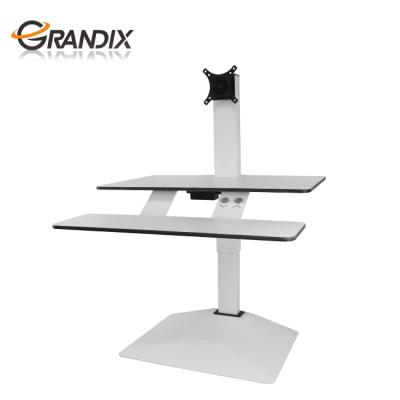 China STEEL+MDF+GAS SPRING Sound Height Adjustable Sit-Rack Desk Workstation Stand With Touch Switches for sale