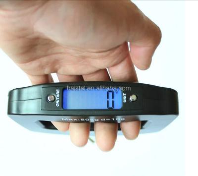 China Weight Measuring Electronic Digital Luggage Weighing Scale With Blue Backlight Travel Scale 50kg for sale