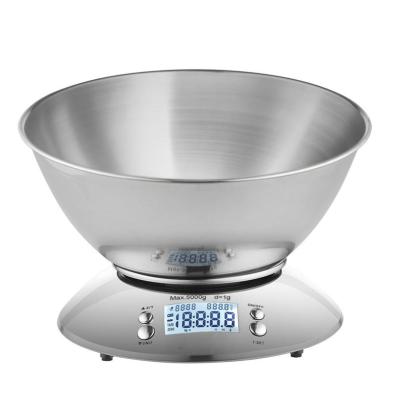 China With Scale Tray 5kg/1g Stainless Steel Digital Electronic Kitchen Scales Food Scale Cooking Balance for sale