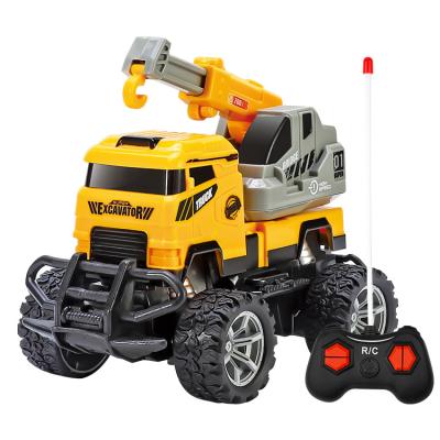 China Follow Me Hot Selling Amazon 4 Channel Electric Toy Car Excavator Toy RC Excavator Engineering Vehicle Excavator Set for sale