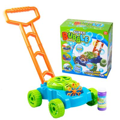 China Amazon Plastic Kids Bubble Outdoor Lawn Mower In Summer Children'S Bubble Machine Lawn Play Toys for sale