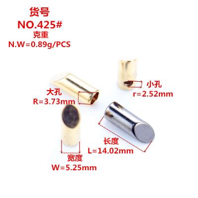 China Jinhexin072 Lipstick Shape Rope End Stopper Double Hole Cord Metal Nickel Free Gold Plated Stopper for sale