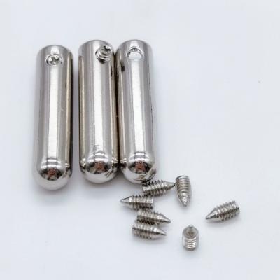 China High Quality Nickel Free Zinc Alloy Plating Rope End Cord Toggle Matt Silver Stopper With Screw for sale