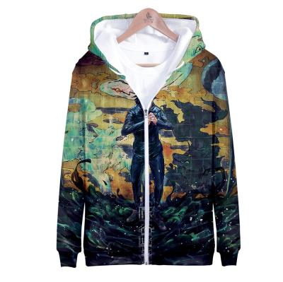 China Custom Anti-wrinkle 3D Printing Anime Apparel Blank Full Face Zipper Hoodie, Custom Copy Logo Streetwear Sublimation Hoodies for sale