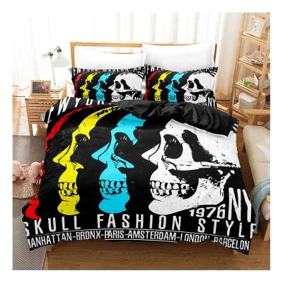 China Custom 3D Anti-Static Printing Digital Printing Polyester Skullcandy Duvet Covers Sheets and Pillowcase Comforter Cover Set for sale