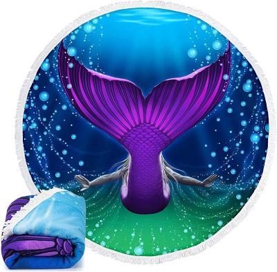 China 2021 New Design Microfiber Designer Custom Printed Round Beach Towel QUICK DRY for sale