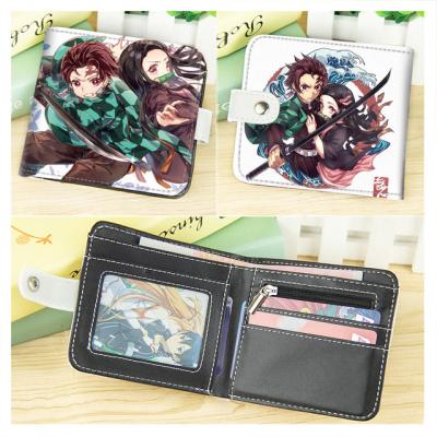 China Waterproof Anime Demon Slayer: Kimetsu No Yaiba Short Folding PU Wallet Coin Purse Cards Case Anime Figures Wallet for sale