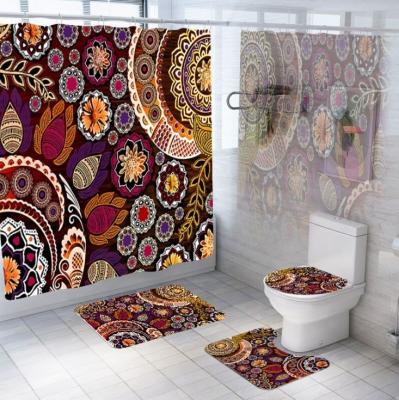 China Viable Wholesale Customized Waterproof Fabric Bathroom Covers And Mats Sets With Shower Curtain Get Naked Shower Curtains for sale