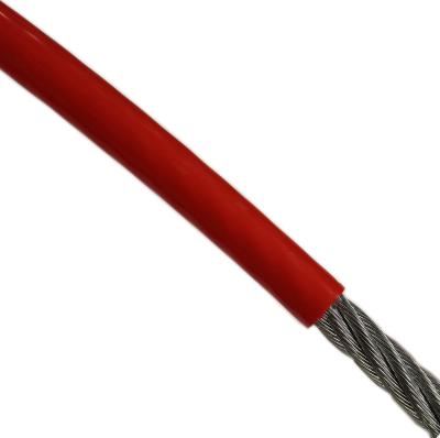 China Metal Red nylon coated stainless steel wire rope 302/304 7x19 Strand Core for sale