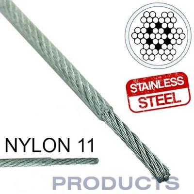 Chine Câble métallique enduit clair en métal d'acier inoxydable du nylon 11 7x7 pour la ligne de sauvetage de voilier à vendre