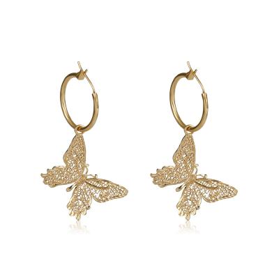 China Wholesaler Fashion Jewelry TRENDY Butterfly Hollow Drop Earring Ear Hook For Women for sale