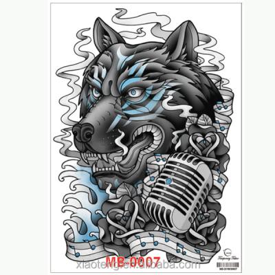 China Cool Body Art Waterproof Fake Tattoos Wolf Star Music Tattoo Designs Large Temporary Temporary Tattoo Stickers for sale