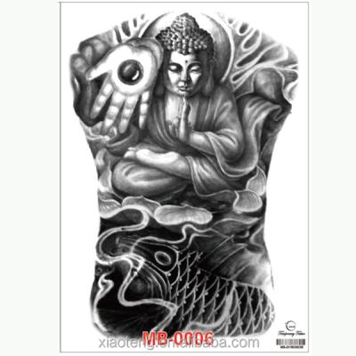 China 2016 Temporary New Buddha Tattoo Designs Large Body Art Waterproof Black Temporary Tattoos Full Back 34x48CM for sale