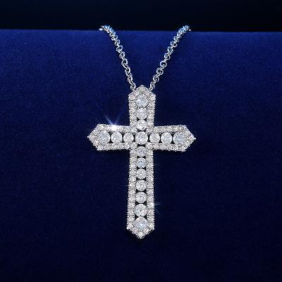 China FASHIONABLE Luxury Cross Pendant Necklace For Men Women Unisex Classic Silver Zircon Stone Color Cross Necklaces for sale