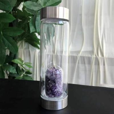 China Europe Natural High Quality Tumbles Water Bottle Crystal Gravel Custom Luxury Stone Amethyst For Gifts Decoration for sale