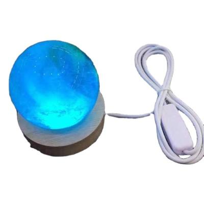 China China Top Sale LED Colorful Crystal Sphere Wooden Base Stand Lamp for Home Decoration for sale