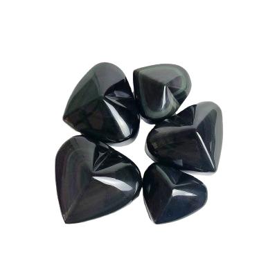 China China Wholesale Obsidian Rainbow Obsidian Heart Shaped Carving Silver Heart for sale