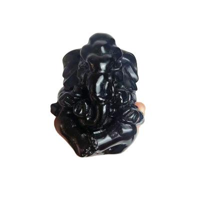 China China wholesale cheap price carved natural animal obsidian ganesha obsidian crystal carving for sale