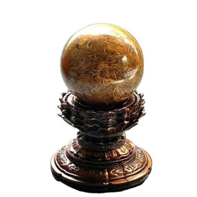 China Wholesale Europe Factory Outlet Crystal Ball Gold Silk Polished Natural For Home Decoration for sale