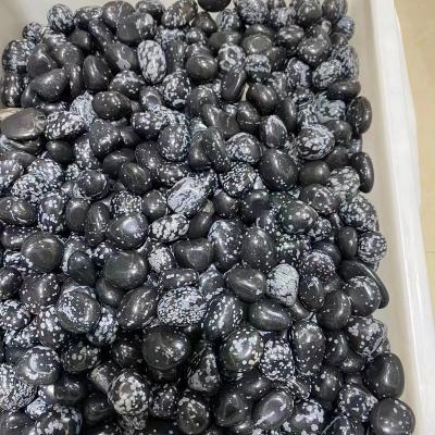 China Wholesale Bulk Natural Polished Europe Snowflake Obsidian Tumbled Crystal Gravel Stone Healing With Premium Quality for sale