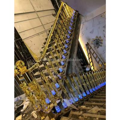 China Modern High Grade Indoor Acrylic Stair Fence Crystal Glass Stair Clear Plastic Yellow Baluster Balustrade Stair Light Balustrade for sale