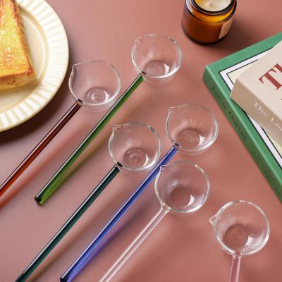 China Viable Creative Glass Spoon Household Soup Spoon Dessert Oblique Mouth Boiled Red Wine Glass Spoon for sale