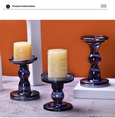 China Home Restaurant Colorful Frosted Black Candle Holder Daily Life High Foot European Glass Candlestick Candle Holder for sale